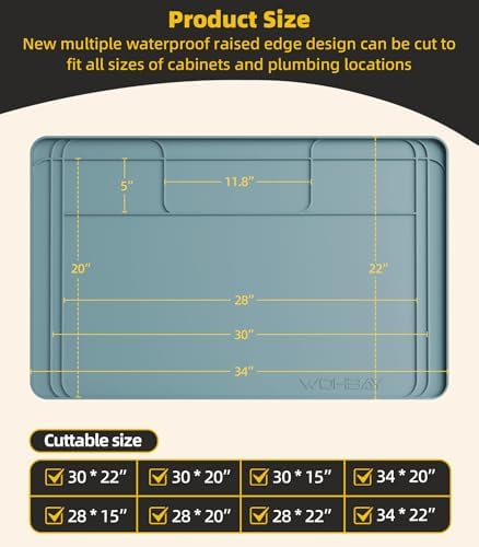 Under Sink Mats for Kitchen Waterproof 34"x22",Teal - Image 4