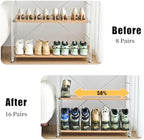 shoe slots organizer, Clear Shoe Stacker, Adjustable Level Shoe Rack,Storage Space Saver for Sneakers Display(Green Transparent, 4Pack) - Image 3