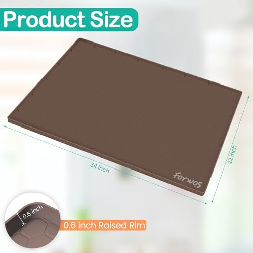 Silicone Under Sink Mat, 34"x22", Waterproof Cabinet Liner, Brown - Image 2