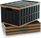 Citylife 64L Collapsible Storage Bins with Lids Plastic Storage Containers for Organizing Stackable Storage BoxLarge Heavy Duty Utility Crates, 4 Packs by CITYLIFEHomeOrganization