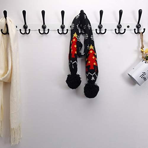 Dseap Coat Rack Wall Mount - 29.5” Long 8-Tri-Hooks Heavy Duty Coat Hanger Rail Wall Hooks for Hanging Coats Hats Clothing Clothes Purse Mudroom Entryway, White & Black - Image 2