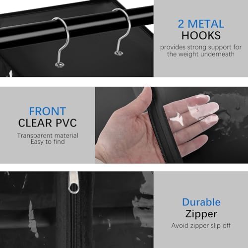 Libeder Hanging Closet Organizer, 8-Shelf Wardrobe Clothes Storage Organizer with Zipper,Hanging Shelves for Sweater,Shoes,Purse,Hats,Black - Image 7