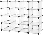 SONGMICS Shoe Rack with 16 Cubes, Interlocking Plastic Shoe Organizer, DIY Storage Cabinet for Closet Entryway Bedroom Garage, Space Saving Design, 12 x 35.1 x 27.2 Inches, Transparent ULPC445W02 by Unknown
