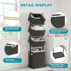 4-Tier Laundry Hamper Sorter, Vertical Laundry Sorter with Removable Basket - Image 3