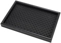 Valet Tray Leather Base Wooden Catchall Tray, Black Rattan Weave by Unknown