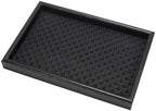 Valet Tray Leather Base Wooden Catchall Tray, Black Rattan Weave by Unknown