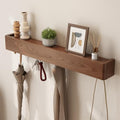 CycleCrew Solid Wood Wall Mounted Coat Rack with Shelf Hooks - Modern Floating Shelves with 8 Hidden Hooks, Heavy Duty Entryway Coat Key Holder Hanger for Hallway Bathroom Bedroom Home Decor by Unknown