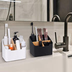 Ayswupt Toothbrush Holders for Bathrooms,Electric Toothbrush and Toothpaste Holder with Divider for Bathroom Countertop Organizer,Toothbrush Caddy for Kids Family Counter Vanity Storage Black - Image 4