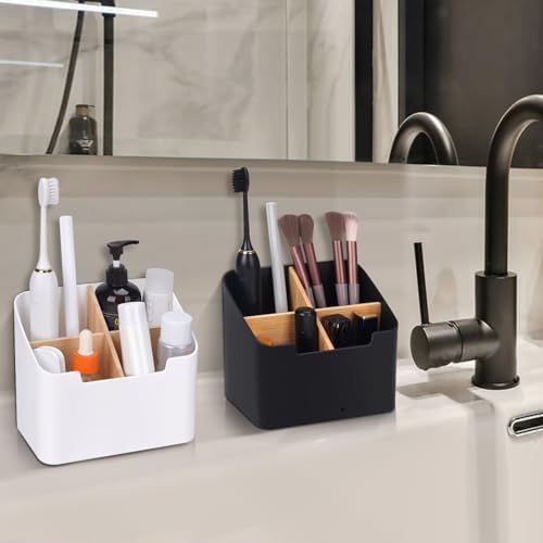 Ayswupt Toothbrush Holders for Bathrooms,Electric Toothbrush and Toothpaste Holder with Divider for Bathroom Countertop Organizer,Toothbrush Caddy for Kids Family Counter Vanity Storage White - Image 4