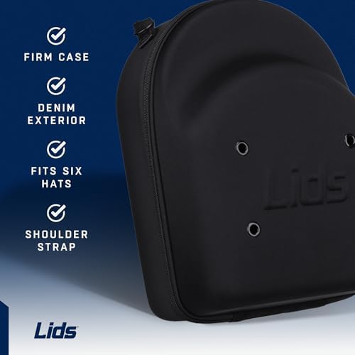Lids Hat Travel Case – Baseball Cap Carrier for 6 Hats, Durable Black Exterior with Light Blue Interior, Storage with Handle & Adjustable Shoulder Strap, Hard Hat Organizer for Travel & Closet - Image 2