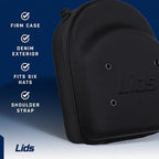 Lids Hat Travel Case – Baseball Cap Carrier for 6 Hats, Durable Denim Exterior with Black Interior, Storage with Handle & Adjustable Shoulder Strap, Hard Hat Organizer for Travel & Closet - Image 2