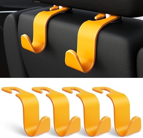 4-Pack Car Headrest Hooks Holds 55lbs Seat Storage Organizer for Bags by Amooca