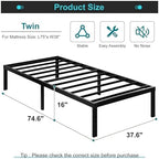 Maenizi Twin Bed Frames 16 Inch Heavy Duty Metal Support Up to 2500 lbs - Image 2