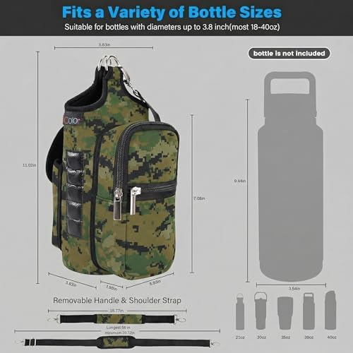 icolor Magnetic Gym Bag Water Bottle Carrier Holder with Phone Pockets & Shoulder Strap,Gym Magnetic Bag 5 Built-in Magnets Gym Accessories Organizer Sling Bottle Bag Pouch Sleeve - Image 3