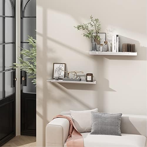 Danpoo 16 inch Metal Floating Shelves for Wall Organizer & Storage, Display Shelves for Bathroom, Living Room, Kitchen, Bedroom(Silver, 2-Pack) - Image 2