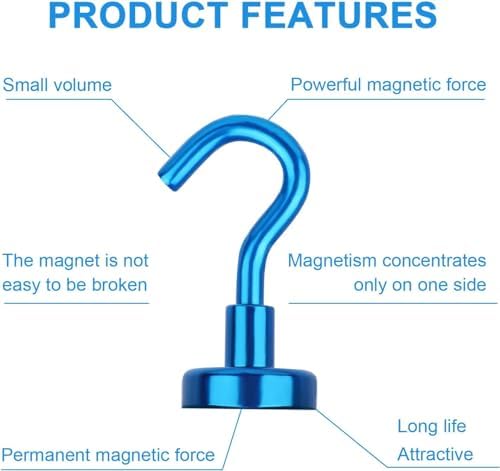 DIYMAG Magnetic Hooks 20pcs 30lbs+ Cruise Essentials 2026 Magnet Hook Blue - Image 4
