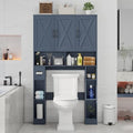 Vabches Over The Toilet Storage Cabinet with 3 Barn Doors.Blue by Vabches