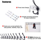 Dseap Coat Rack Wall Mount - 38” Long 10-Tri-Hooks Heavy Duty Coat Hanger Rail Wall Hooks for Hanging Coats Hats Clothing Clothes Purse Mudroom Entryway, White/Black, Pack of 2 - Image 5