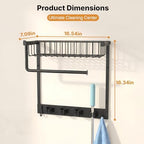 Broom Holder Wall Mount with Paper Towel Holder& Removable Anti-fall Basket - Image 6