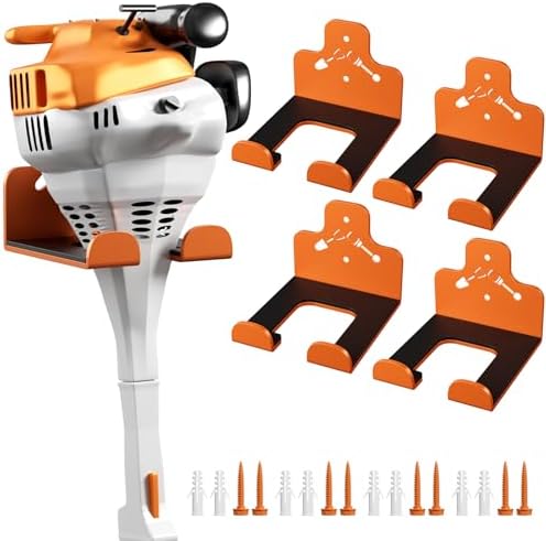 Garage Storage Trimmer Rack, Weed Whackers Holder Organizer, Orange, 4 Pack by ZGJWJYUU