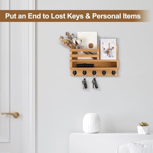 Key and Mail Holder Wall Mount, Key Holder with Long Storage Box - Image 3