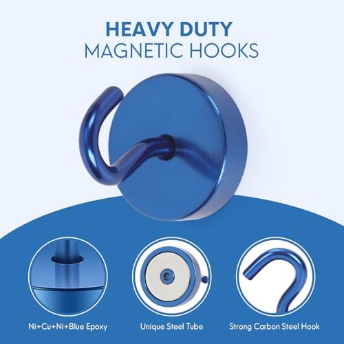 Neosmuk Magnetic Hooks Steel Tube Design for Cruise,80lb+ Navyblue,10 Pack - Image 6
