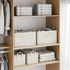 StorageWorks Fabric Storage Bins, Linen Closet Organizers, Beige, 2-Pack - Image 2