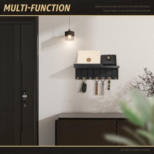 Rebee Vision Key Holder Wall Mount with 7 Key Hooks for Home Decor, Black - Image 3
