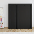 SORCEDAS Portable Closet Wardrobe with Hanging Rods Shelves Clothes Storage - Image 4