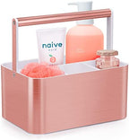 BYUNER Compact Shower Caddy Dorm - Portable Bathroom Caddy Organizer with Handle and Adjustable Divider for College Dorm & Shared Bathroom, Hard Plastic Shower Basket Tote for Toiletry Drainage, Pink by MakesYourHomeMoreOrganized