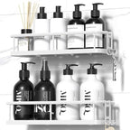 YASONIC Shower Caddy Adhesive, Rustproof Shower Organizer, Large Capacity Shower Shelves for Inside Shower, No Drilling Bathroom Organizers and Storage for Home Decor （2 Pack White） by YASONIC