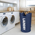DOKEHOM 125L X-Large Laundry Basket Bag, Collapsible Tall Hamper, Dark Blue - Image 7