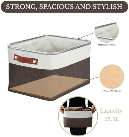 DECOMOMO Storage Bins, Large Fabric Storage Baskets for Shelves 3 Pack - Image 3