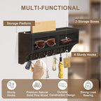 Key Holder Wall Mount with Mail Organizer, 6 Hooks & Shelf, Black - Image 3