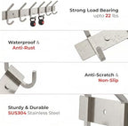 Coat Rack Wall Mount – Brushed Nickel 17 Inch Stainless Steel Hook Rail with 6 Heavy Duty Double Coat Hooks – Wall Mounted Coat Hanger for Entryway, Bathroom, Bedroom, Towel, Hat Organizer - Image 3