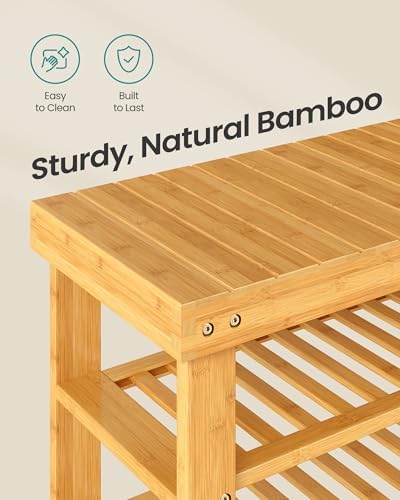 SONGMICS Shoe Rack Bench, 4 Tier Bamboo, 11.3 x 35.2 x 20.5 Inches - Image 6