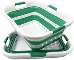 SAMMART Pack of 2 Collapsible Plastic Laundry Basket & Clothes Hamper, Comfort Non-Slip Handle, Foldable Storage Organizer with Space Saving Design, Portable Pop Up Container for Indoor and Outdoor by SAMMART