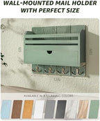 Rebee Vision Mail Organizer Wall Mount with Drawer for Home Decor, Green - Image 2
