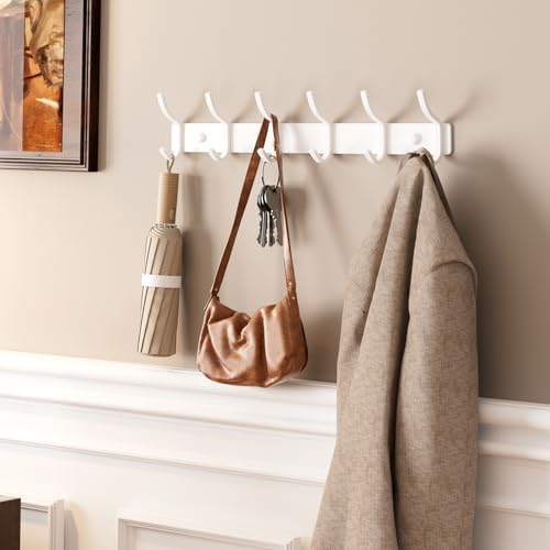 GWAAZXGZ White Coat Rack Wall Mount - 15 Inch Metal 6-Hook Rack(2 Pack) - Image 3