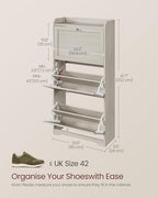 VASAGLE Shoe Storage Cabinet with 3 Flip Drawers, Slim, Holds 12‑20 Pairs - Image 2