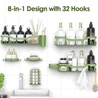 NESOMI Shower Caddy Adhesive Shower Organizer 8-Pack, Rustproof Stainless Steel Bathroom Shelves, Large Capacity No-Drill Rack Storage Accessories with Soap Dish Toothbrush Holder Hooks - Image 4
