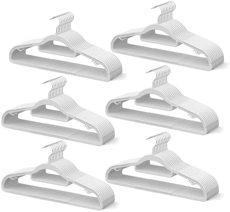 60 Pack Thin Space Saving Hangers, Slim Clothes Hangers with Raised Textured and 360° Hook - Plastic Hanger, Closet Organizer for Lightweight Clothing, Shirts, Pants, Skirts - Ivory White by MLKJHHI