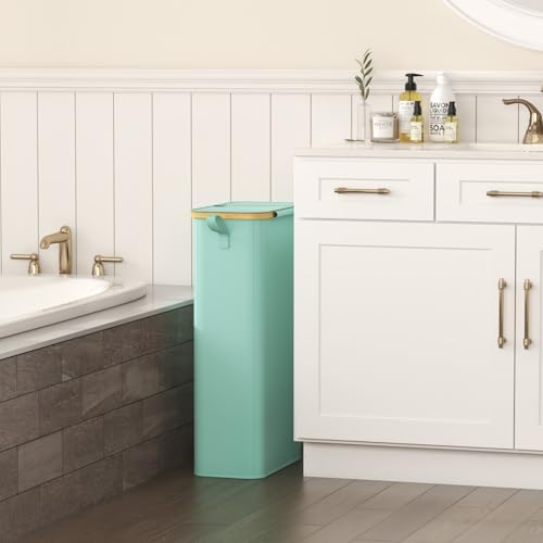 Lifewit 65L Slim Laundry Hamper with Lid and Removable Bag, Sage Green - Image 2
