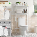 Over The Toilet Storage, Freestanding 2-Tier Bamboo Bathroom Shelves, Above Toilet Organizer for Home Washroom, Bathroom Decor (White) - Image 6