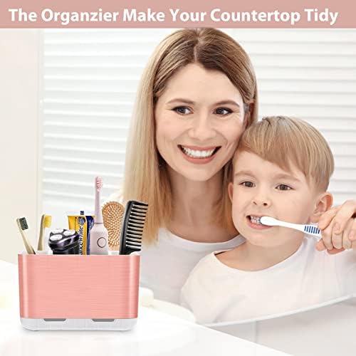 Boperzi Toothbrush Holders for Bathrooms Countertop, Electric Tooth Brush Holder with Adjustable Dividers, Detachable Anti-Slip Large Toothpaste Caddy Organizer Storage for Shower, Family, Kids, Pink - Image 6