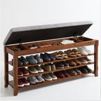 Solid Wood Shoe Rack for Entryway Bench, Flip-Top Soft-Close Lid, 47.2'' by Drogenble