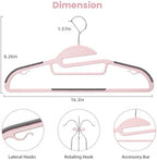 Heavy Duty Plastic Hangers 50 Pack with Non-Slip Design,0.2 Inches Thick,360°Swivel Hook Space Saving Organizer for Bedroom Closet,Shirts,Pants,Strong Enough for Coat(Pink- S Shaped) - Image 2