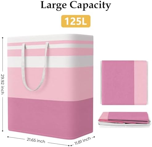 StorageRight Laundry Basket Hamper, 125L Collapsible Clothes Storage, Pink - Image 2