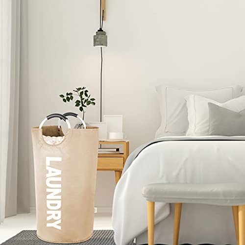 Extra Large Laundry Basket, Big Laundry Hamper Bag with Handles, 130L Brown - Image 2