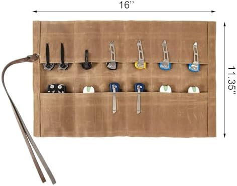 Knife Display Bag with 12 Slots Pocket Knives,Folding Knife Holder Organizer,Tactical Outdoor for EDC Mini Knife Bags,Knives Roll Collection Protector Bag - Image 3